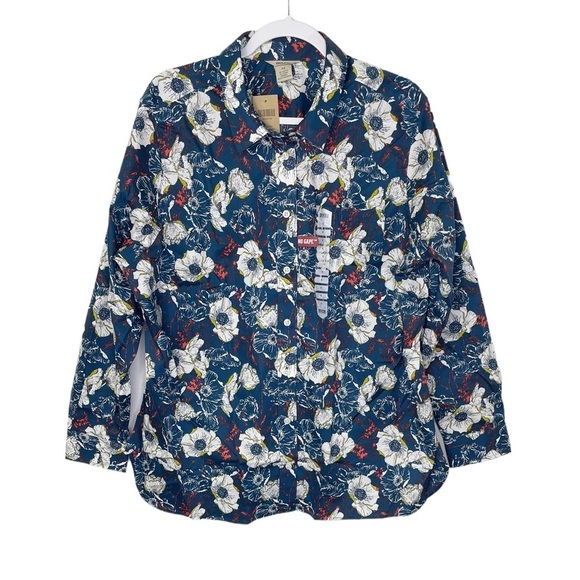 Duluth Trading Co Tops - Duluth Trading Co+ Wrinklefighter Button-Up Blue Floral NWT
